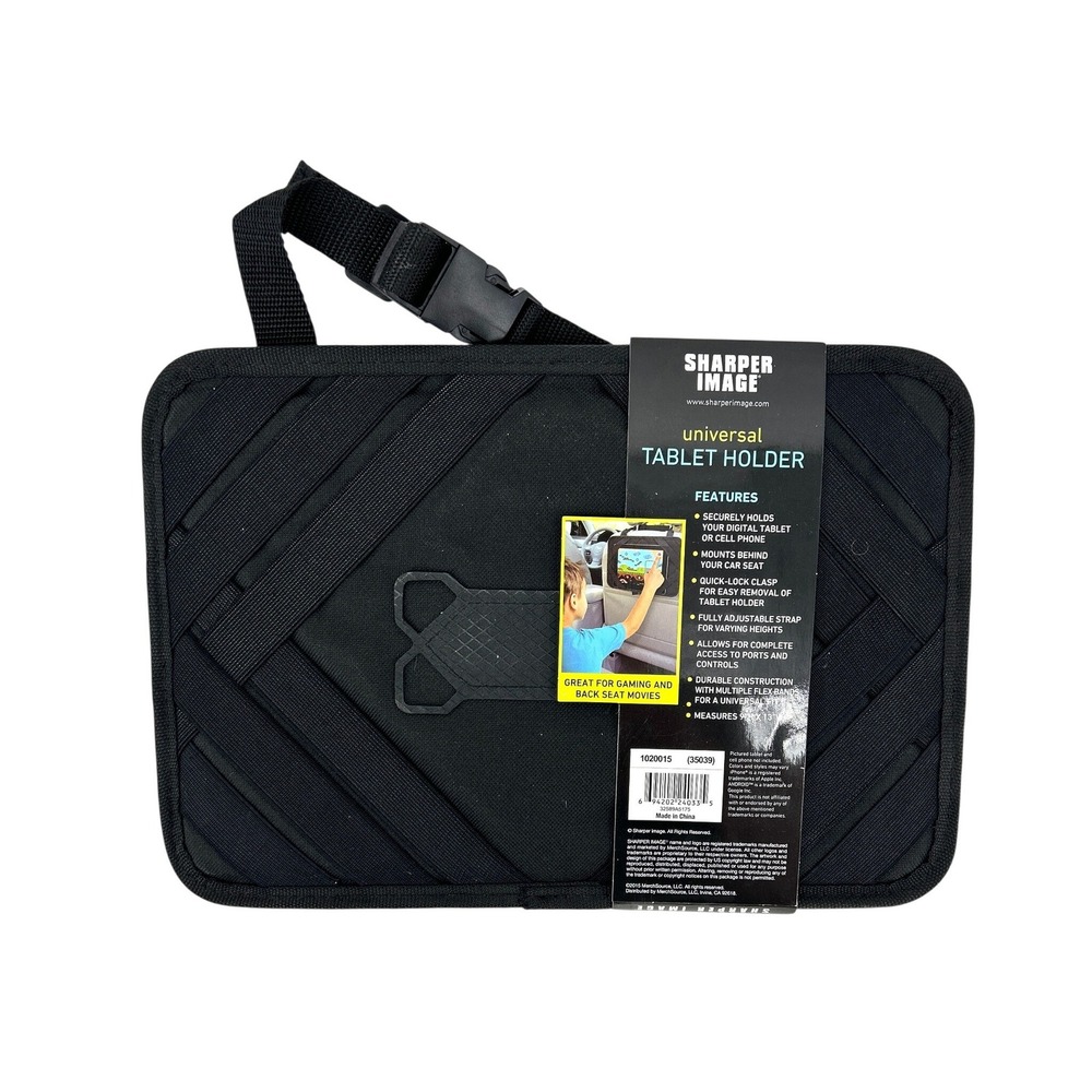 Sharper Image Universal Tablet Holder Car Seat Mount Black Adjustable‎ Strap NEW
